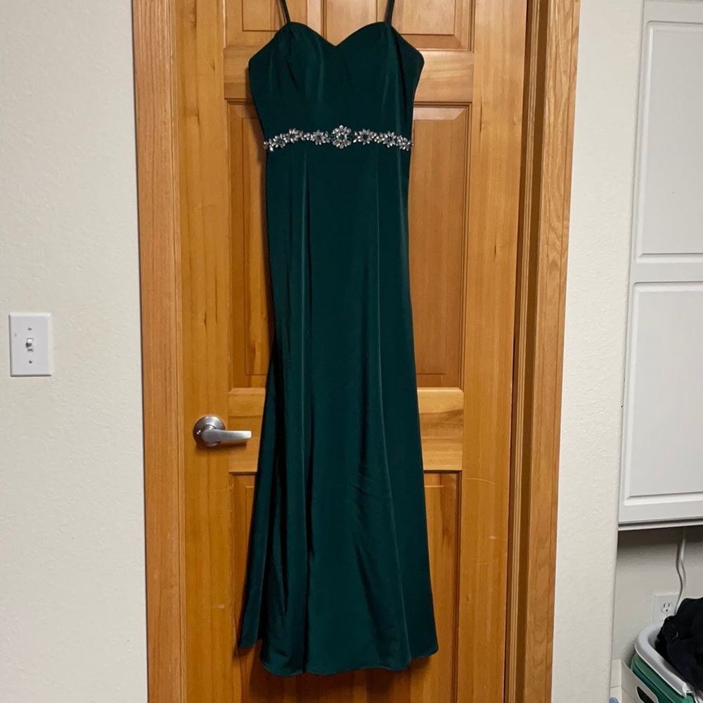 Emerald green prom dress with jewels